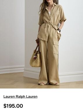 Lauren Ralph Lauren Tan Wide-Leg Utility Pants NWT Sz 4